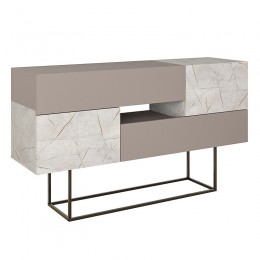 Μπουφές Roberta pakoworld μόκα-λευκό μαρμάρου 145x40x82εκ 119-001169