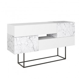 Μπουφές Roberta pakoworld μελαμίνης λευκό μαρμάρου 145x40x82εκ 119-001195