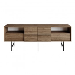 Μπουφές Kevan pakoworld καρυδί-μαύρο πόδι 180x35x65εκ 120-000380