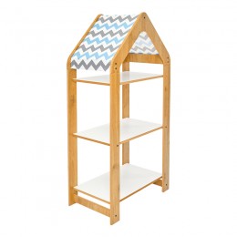 Ραφιέρα Montessori Zoilen I pakoworld λευκό-φυσικό-μπλε mdf 50x30x100εκ 120-000430