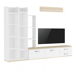 Σύνθεση σαλονιού Leman pakoworld σε λευκή-oak απόχρωση 240x35x154εκ 120-000488