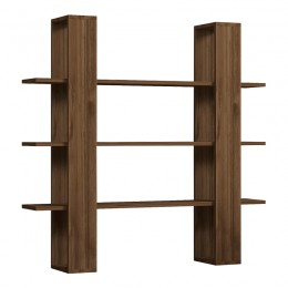 Βιβλιοθήκη Yotek pakoworld σε καρυδί απόχρωση 120x23x120εκ 120-000493