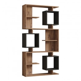 Βιβλιοθήκη Cubix pakoworld σε sonoma-ανθρακί απόχρωση 90x24,6x171,90εκ
