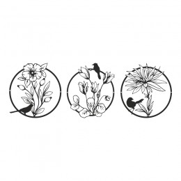 Διακοσμητικό τοίχου Renka pakooworld σετ 3τεμ μαύρο μεταλλικό Φ30x1,5εκ