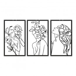 Διακοσμητικό τοίχου Witho pakooworld σετ 3τεμ μαύρο μεταλλικό 30x1,5x50εκ