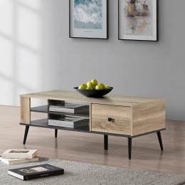 Τραπέζι σαλονιού Zezan pakoworld σε sonoma-ανθρακί απόχρωση 120x51x44.5εκ