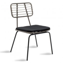 Καρέκλα Naoki pakoworld μέταλλο μαύρο-pe γκρι 140-000014
