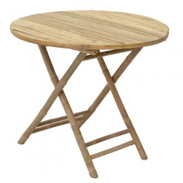 Τραπέζι Obbie pakoworld πτυσσόμενο bamboo φυσικό Φ90x77εκ 141-000015