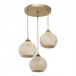 Φωτιστικό οροφής τρίφωτο PWL-1121 pakoworld Ε27 κρεμ-χρυσό Φ40x75εκ