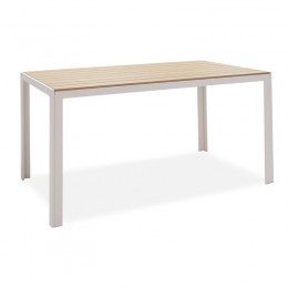 Τραπέζι κήπου Nares pakoworld αλουμίνιο λευκό-plywood φυσικό 140x80x72.5εκ 152-000004