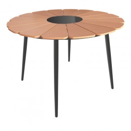 Τραπέζι Pinap pakoworld μαύρο αλουμίνιο και plywood σε φυσική απόχρωση Φ110x74εκ