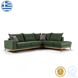 Γωνιακός καναπές αριστερή γωνία Luxury II pakoworld ύφασμα κυπαρισσί-ανθρακί 290x235x95εκ 168-000001