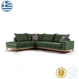 Γωνιακός καναπές δεξιά γωνία Luxury II pakoworld ύφασμα κυπαρισσί-ανθρακί 290x235x95εκ 168-000002