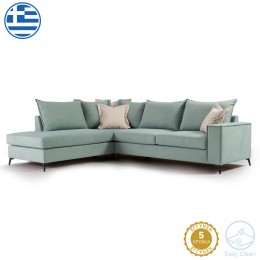 Γωνιακός καναπές δεξιά γωνία Romantic pakoworld ύφασμα Ciel-Cream 290x235x95εκ 168-000006