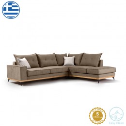 Γωνιακός καναπές αριστερή γωνία Luxury II pakoworld ύφασμα mocha-cream 290x235x95εκ 168-000009