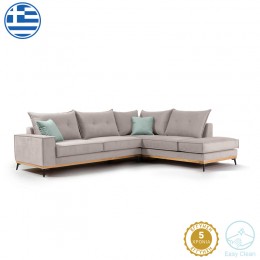 Γωνιακός καναπές αριστερή γωνία Luxury II pakoworld ύφασμα elephant-ciel 290x235x95εκ 168-000013