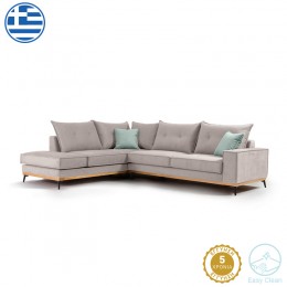 Γωνιακός καναπές δεξιά γωνία Luxury II pakoworld ύφασμα elephant-ciel 290x235x95εκ 168-000014