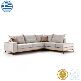 Γωνιακός καναπές αριστερή γωνία Luxury II pakoworld ύφασμα cream-mocha 290x235x95εκ 168-000015