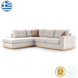 Γωνιακός καναπές δεξιά γωνία Boston pakoworld ύφασμα cream-mocha 280x225x90εκ 168-000020