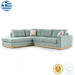 Γωνιακός καναπές δεξιά γωνία Boston pakoworld ύφασμα ciel-cream 280x225x90εκ 168-000026
