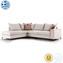 Γωνιακός καναπές δεξιά γωνία Romantic pakoworld ύφασμα cream-mocha 290x235x95εκ 168-000030