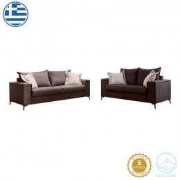 Σετ σαλονιού 2τεμ Verona pakoworld ανθρακί ύφασμα με μαξιλάρια σε μπεζ απόχρωση 168-000095