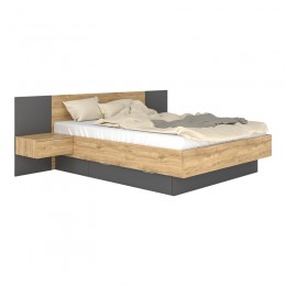 Κρεβάτι διπλό Kantri pakoworld σε sonoma - γκρι απόχρωση 160x200εκ 173-000052