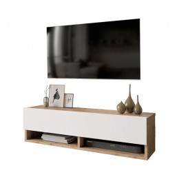 Έπιπλο τηλεόρασης επιτοίχιο Roscoe pakoworld λευκό-oak 100x31.5x29.5εκ 176-000031