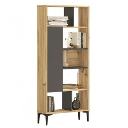Βιβλιοθήκη Neville pakoworld φυσικό-ανθρακί 72x25x163.3εκ 176-000074
