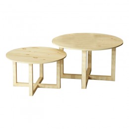 Τραπέζι σαλονιού Darko pakoworld σετ 2 τεμαχίων φυσικό ξύλο 197-000250