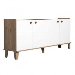 Μπουφές Lethak pakoworld σε oak-λευκή απόχρωση 180x41x78εκ 197-000285