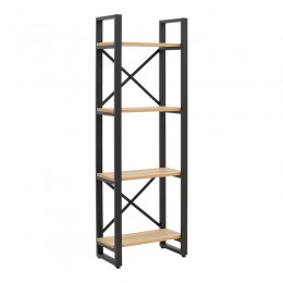 Βιβλιοθήκη Crimson pakoworld σε oak-μαύρη απόχρωση 50x22x150εκ
