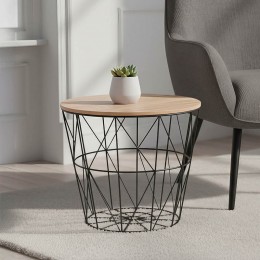 Βοηθητικό τραπέζι σαλονιού Jacot pakoworld oak-μαύρο Φ38x30,5εκ