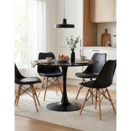 Τραπεζαρία Gaston-Balou pakoworld σετ 5τεμ pp-mdf σε μαύρη-φυσικό απόχρωση Φ100x73εκ