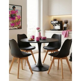 Τραπεζαρία Gaston-Balou pakoworld σετ 5τεμ pp-mdf σε μαύρη-φυσική απόχρωση Φ120x73εκ