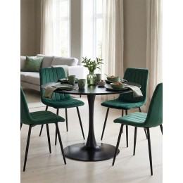 Τραπεζαρία Balou-Noor pakoworld σετ 5τεμ MDF μαύρο-κυπαρισσι Φ100x73εκ