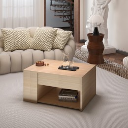 Τραπέζι σαλονιού Aravis pakoworld πολυμορφικό σε φυσική απόχρωση 80x60x42εκ