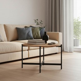 Τραπεζάκι σαλονιού Aisle pakoworld μελαμίνης φυσικό-μαύρο Φ80x45εκ