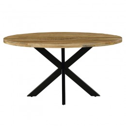 Τραπέζι Royalty pakoworld μασίφ ξύλο mango 4εκ καρυδί-πόδι μαύρο Φ150x77εκ