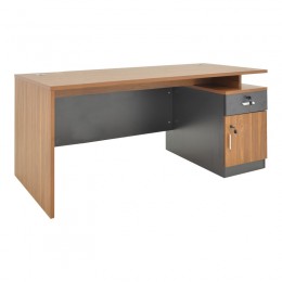 Γραφείο εργασίας επαγγελματικό Oscar pakoworld σε καρυδί-ανθρακί απόχρωση 180x90x76εκ