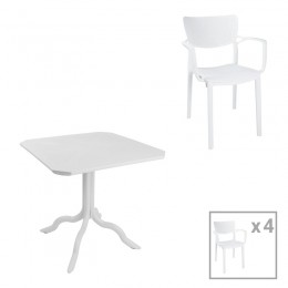 Τραπεζαρία Icon-Fontline pakoworld σετ 5τεμ PP σε λευκή απόχρωση