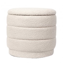 Σκαμπό-μπαούλο Bettia pakoworld μπουκλέ ιβουάρ Φ41x38.5εκ