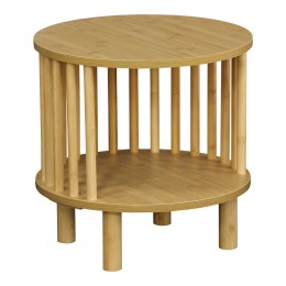 Κομοδίνο Nodial pakoworld MDF/Bamboo σε φυσική απόχρωση Φ40x40εκ 260-000028