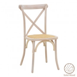 Καρέκλα Dylon pakoworld στοιβαζόμενη white wash ξύλο οξιάς-έδρα φυσικό rattan 48x52x89εκ 263-000021