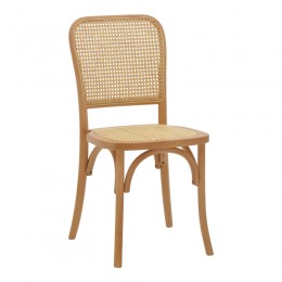 Καρέκλα Kalliope pakoworld φυσικό ξύλο οξιάς-φυσικό rattan 45x50x89εκ 263-000027