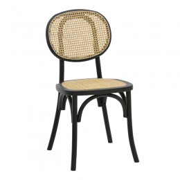 Καρέκλα Zoel pakoworld μαύρο ξύλο οξιάς-φυσικό rattan 45x52x82εκ 263-000031