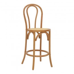 Σκαμπό μπαρ Thonet pakoworld φυσικό ξύλο οξιάς-έδρα φυσικό rattan 41x50x105εκ 263-000039