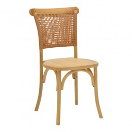 Καρέκλα Karley pakoworld φυσικό ξύλο οξιάς-έδρα φυσικό rattan 48x52x89εκ 263-000041