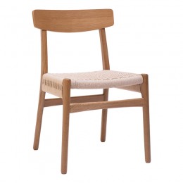 Καρέκλα Safal pakoworld oak δρυς ξύλο-έδρα εκρού σχοινί 51x50x78εκ 281-000003