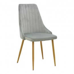 Καρέκλα Azori pakoworld γκρι βελούδο με μεταλλικό πόδι σε φυσική απόχρωση 49x55x85εκ